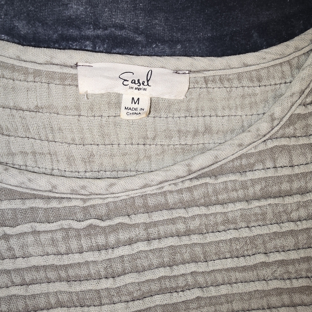 Easel Gray Striped Top